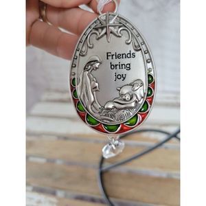 Jesus nativity friends ornament medal Xmas tree holiday home decor Vintage‎
